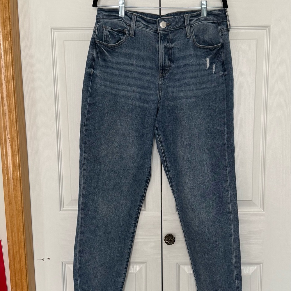 SO Women's high rise “Mom Jeans” Straight Leg Jeans in Dark Blue size 11/31